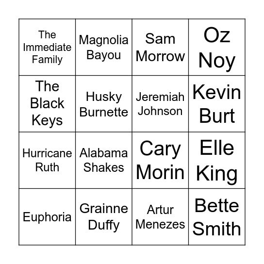 Boogie Down Bingo Game #1 Bingo Card