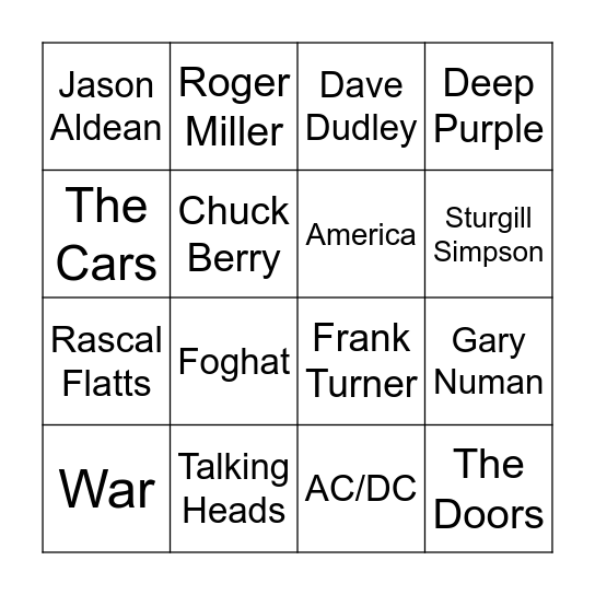 Boogie Down Bingo Game #2 Bingo Card