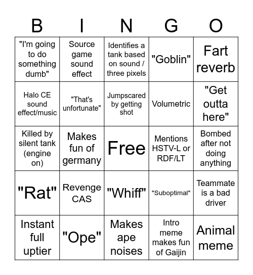 Spookston bingo Card