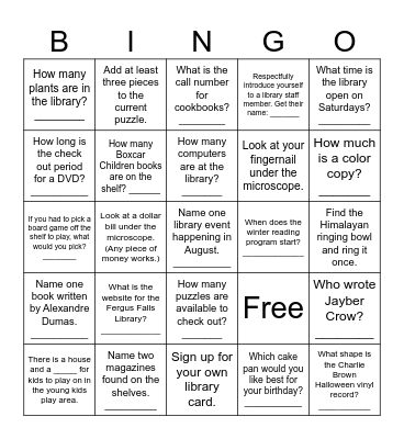 Library Bingo Card
