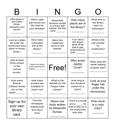 Library Bingo Card