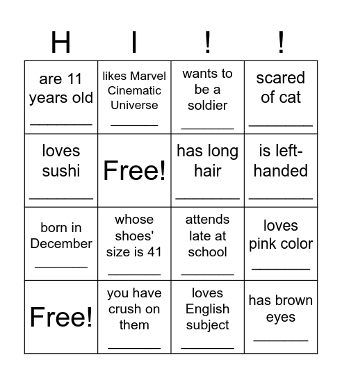 Greet Someone Who ... Bingo Card