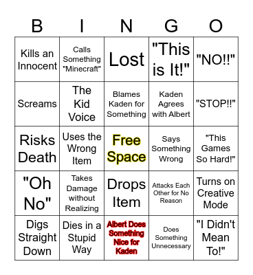 Flamingo Minecraft Bingo Card