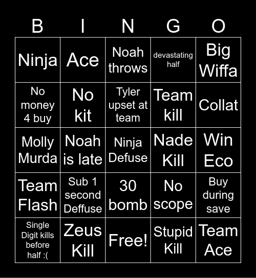 CSGO Revised Bingo Card