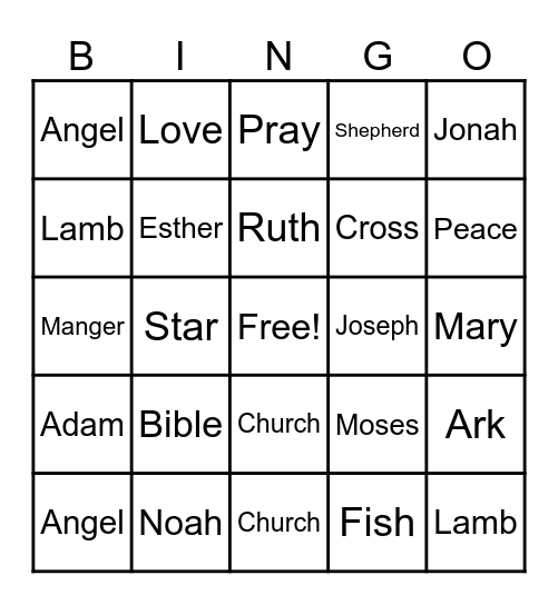 Bible Bingo Card