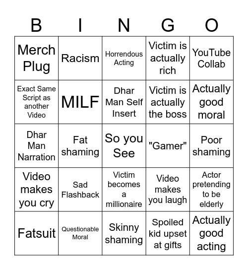 Dhar Man Bingo Card