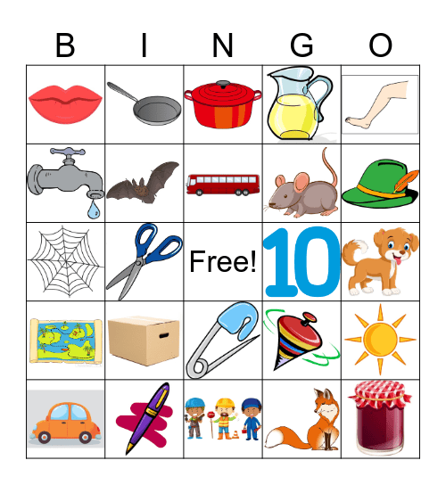 CVC words Bingo Card