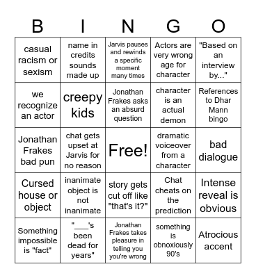 Jarvis Johnson Fact or Fiction Bingo Card