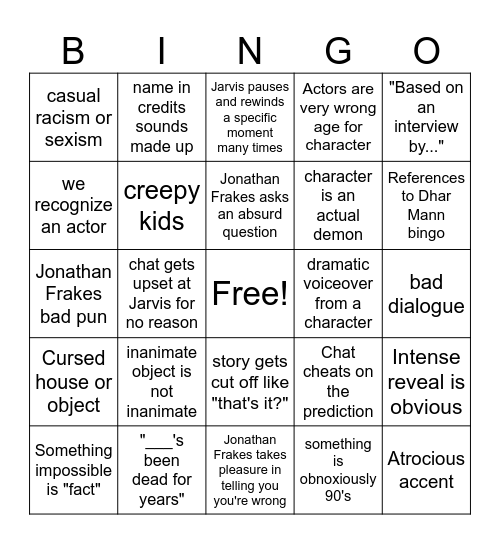 Jarvis Johnson Fact or Fiction Bingo Card