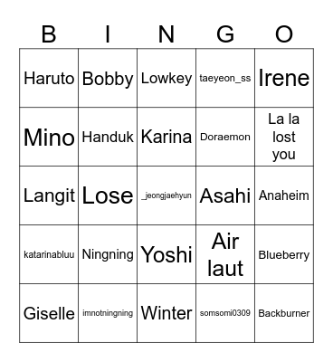 TY Bingo Card