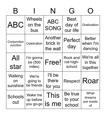 Being Schooled Bingo Card