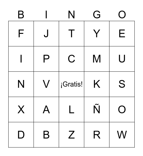 El Alfabeto Bingo Card