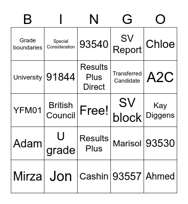 Untitled Bingo Card