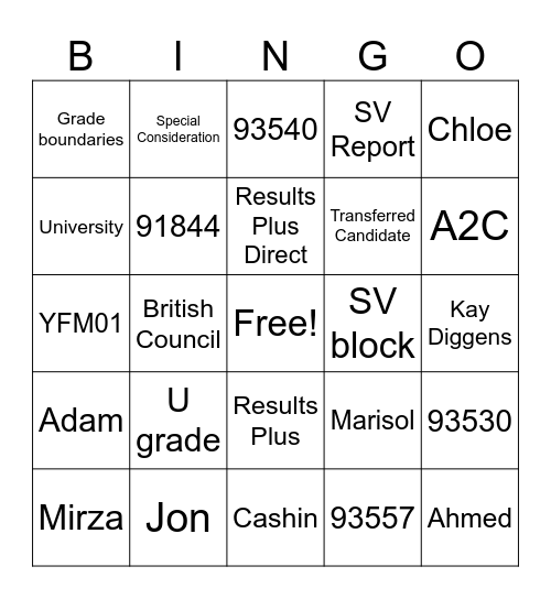 Untitled Bingo Card