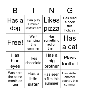 Find someone who: Bingo Card