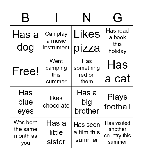 Find someone who: Bingo Card