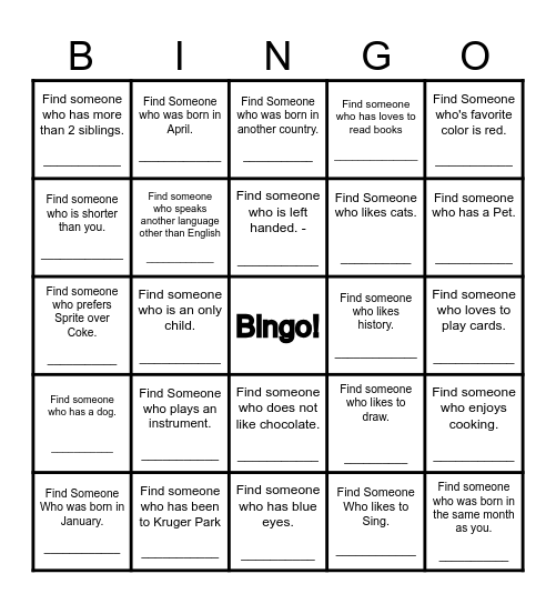 Find Someone Who... Bingo Card