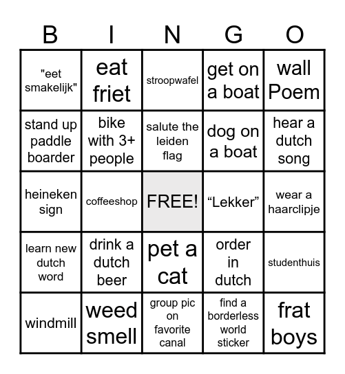 Netherlands Bingo ! ♡ Bingo Card