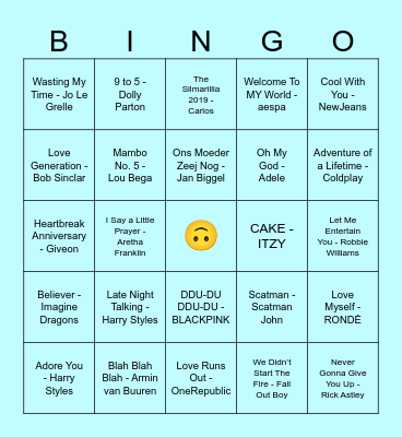 Muziekbingo Card