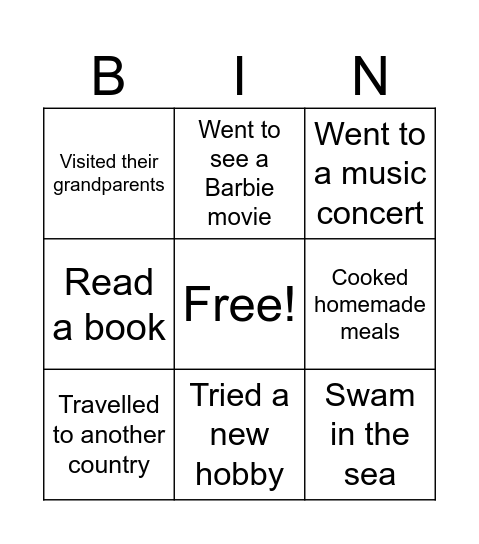 FIND SOMEONE WHO - SUMMER Bingo Card