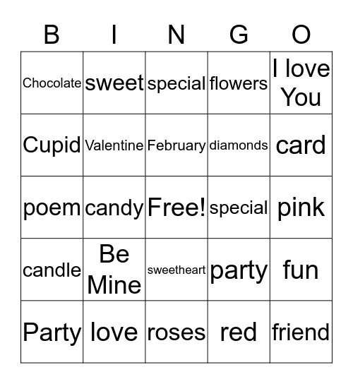 Valentine Bingo Card