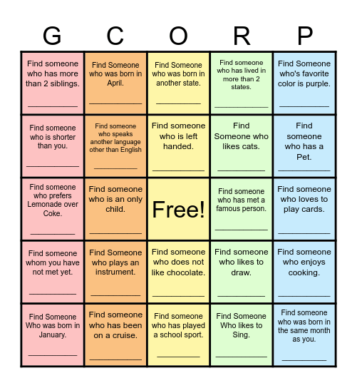 Find Someone Who... Bingo Card