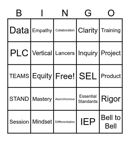 LHS WELCOME FACULTY MEETING Bingo Card