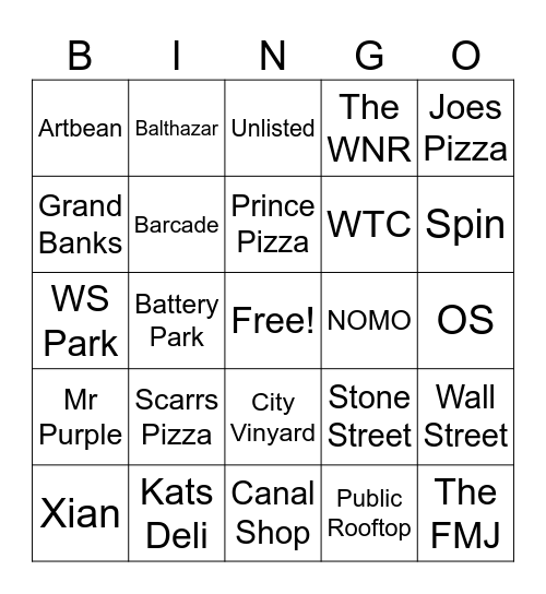 LES / SOHO / TRIBECA / FIDI / Chinatown Bingo Card