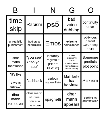 Dhar Mann Bingo v4 Bingo Card