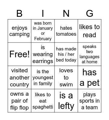 Find someone who... Bingo Card