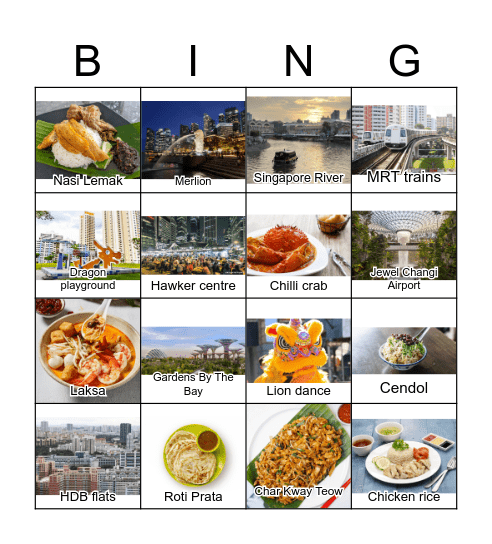 Singapore Culture! Bingo Card