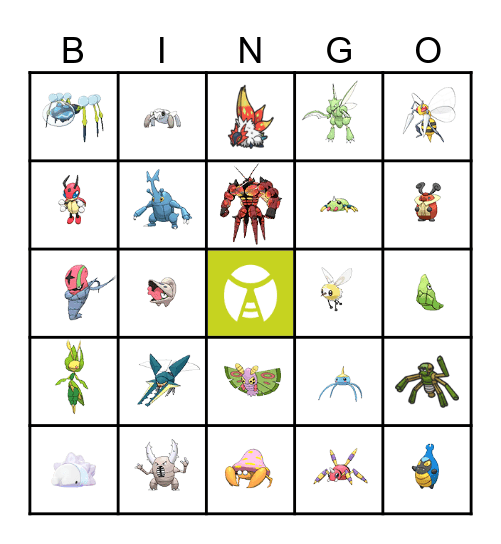 Bug-Type Pokémon Bingo Card