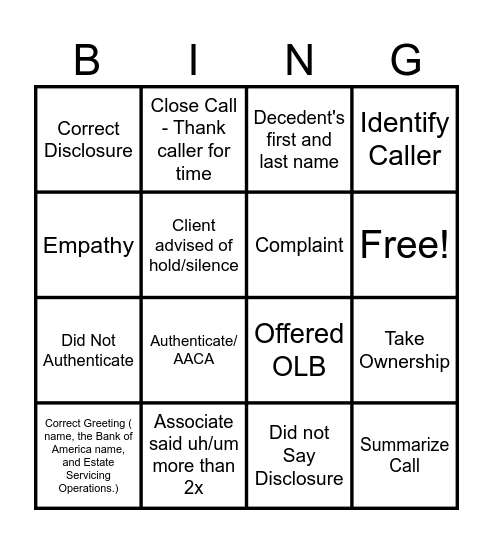 DUNK TANK BINGO Card