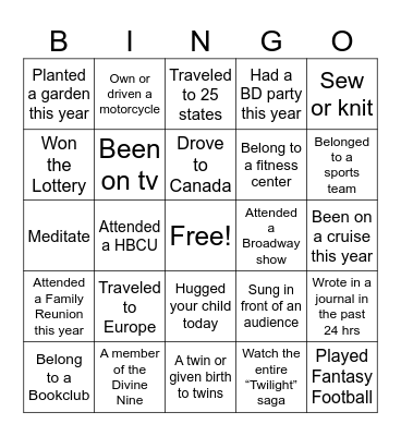 DO or DID YOU…… Bingo Card