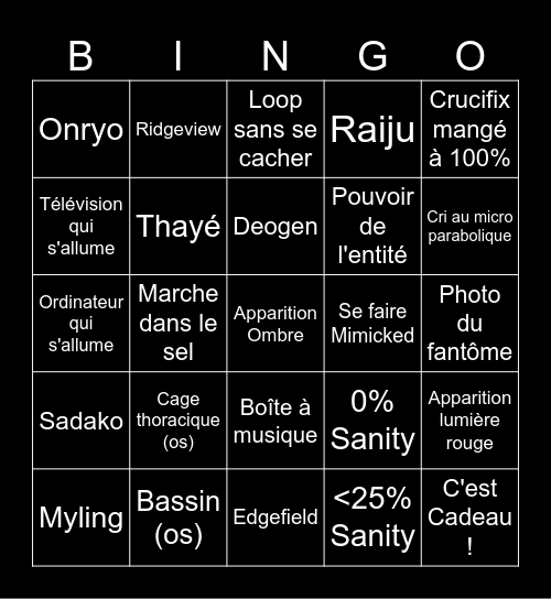 Bingo Phasmo Card 4 Bingo Card