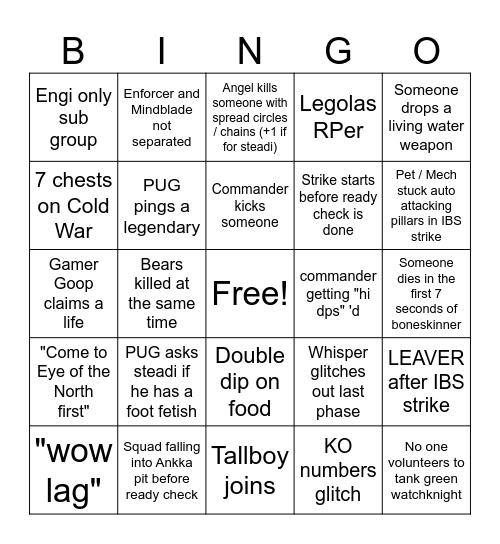 ANGEL'S YUM STRIKE BINGO Card