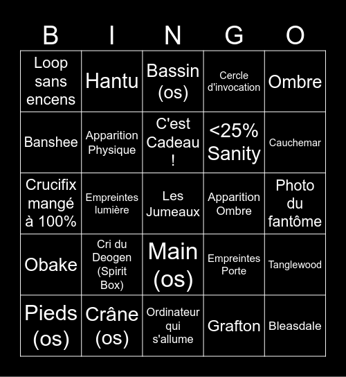 Bingo Phasmo Card 5 Bingo Card