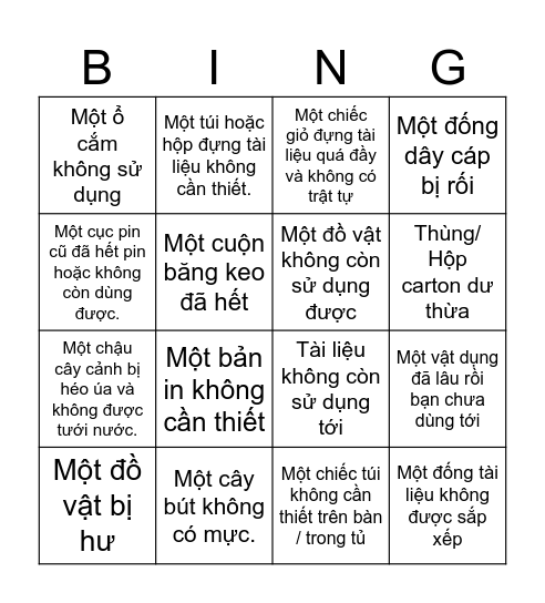 Lean Thinking Bingo Card