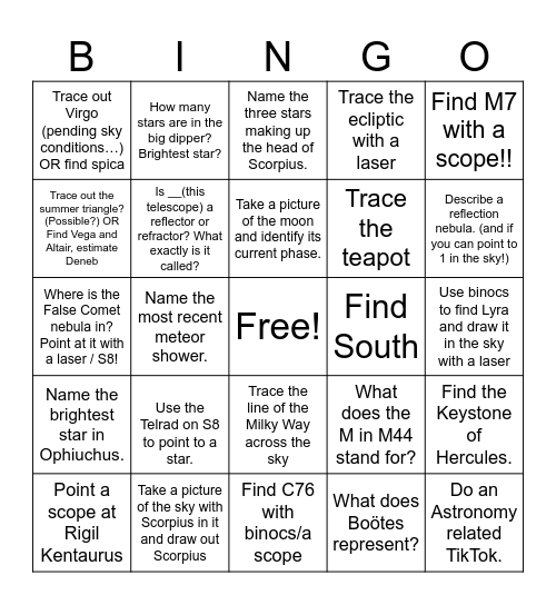 Pre-promos Astro Bingo Card