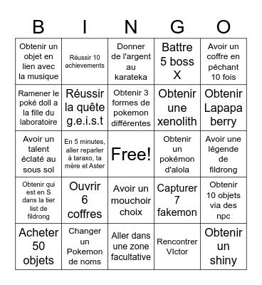 Xenoverse bingo Card