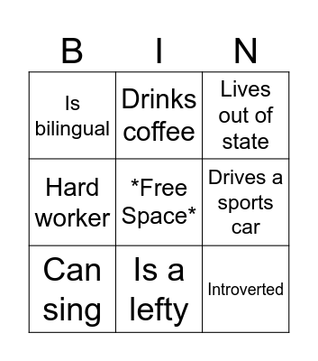 Orientation Icebreaker Bingo Card