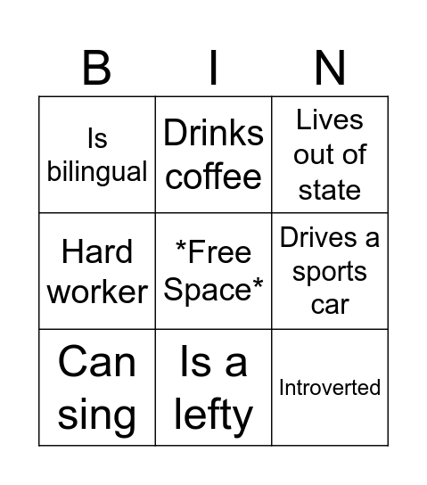 Orientation Icebreaker Bingo Card
