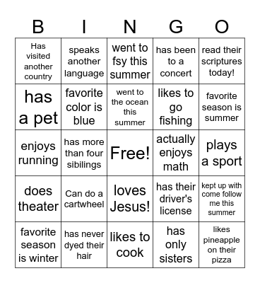 First Day Bingo! Bingo Card