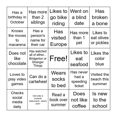 Find a Teammate who... Bingo Card