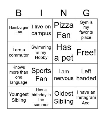 Get to Know Me Bingo Card