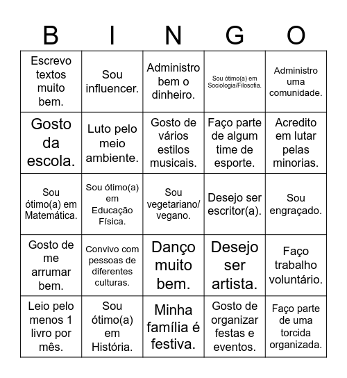 Bingo sem título Bingo Card