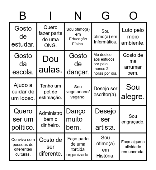 Bingo sem título Bingo Card