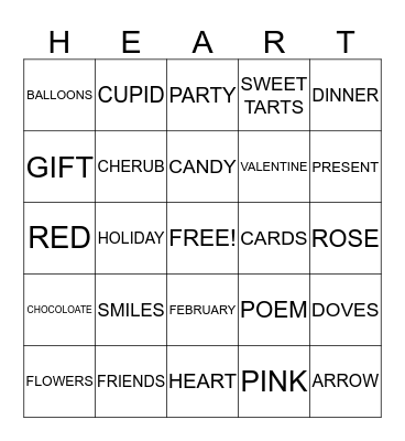 Valentine's Bingo!!!! Bingo Card