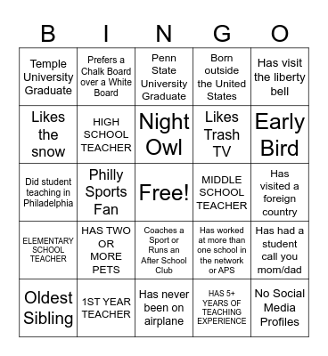 NETWORKING BINGO Card