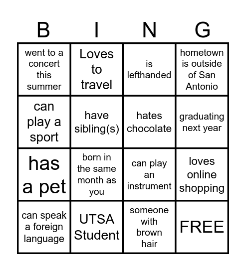 Human Bingo Card